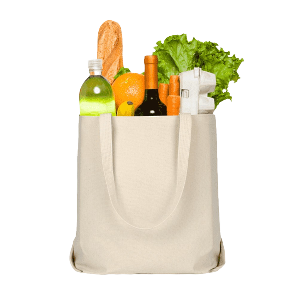 Custom branded canvas grocery tote with company logo - PromoRAPRO